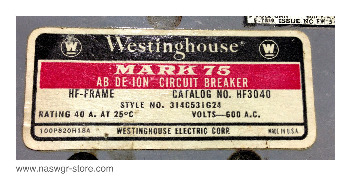 Westinghouse HF3040 Circuit Breaker ~ 40 Amp
