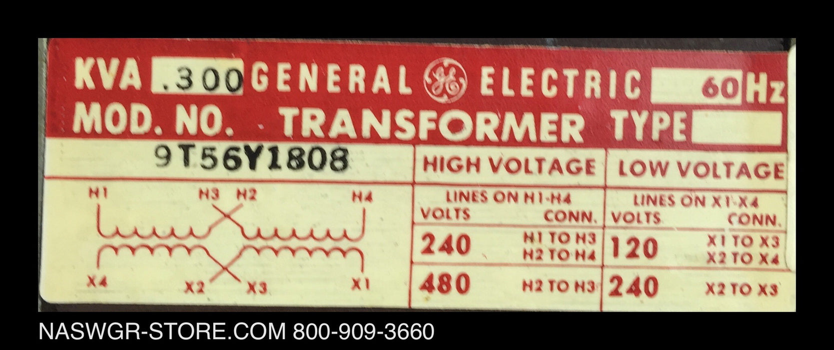 9T56Y1808 ~ GE 9T56Y1808 Transformer .300 KVA
