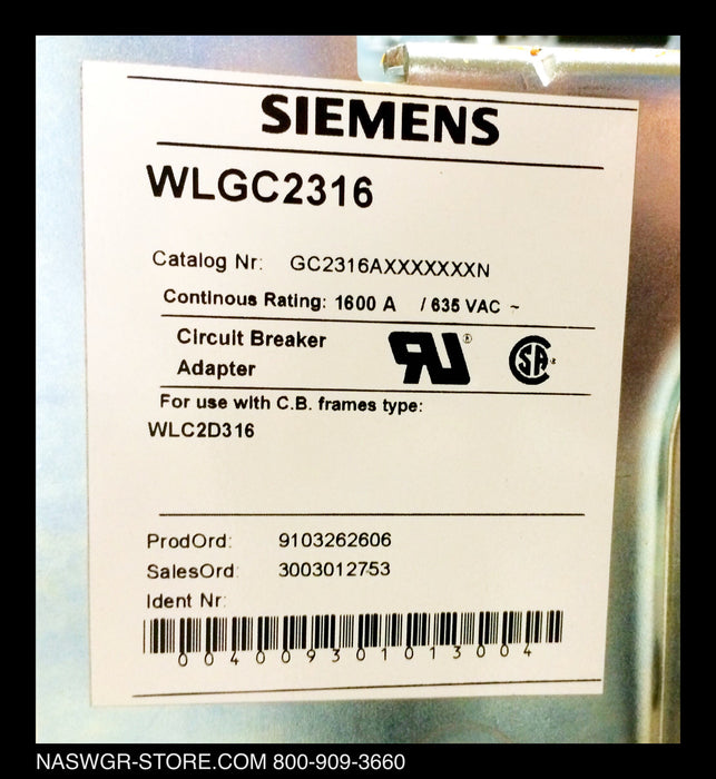 GC2316AXXXXXXXN ~ Siemens GC2316AXXXXXXXN Circuit Breaker Cradle for WLGC2316
