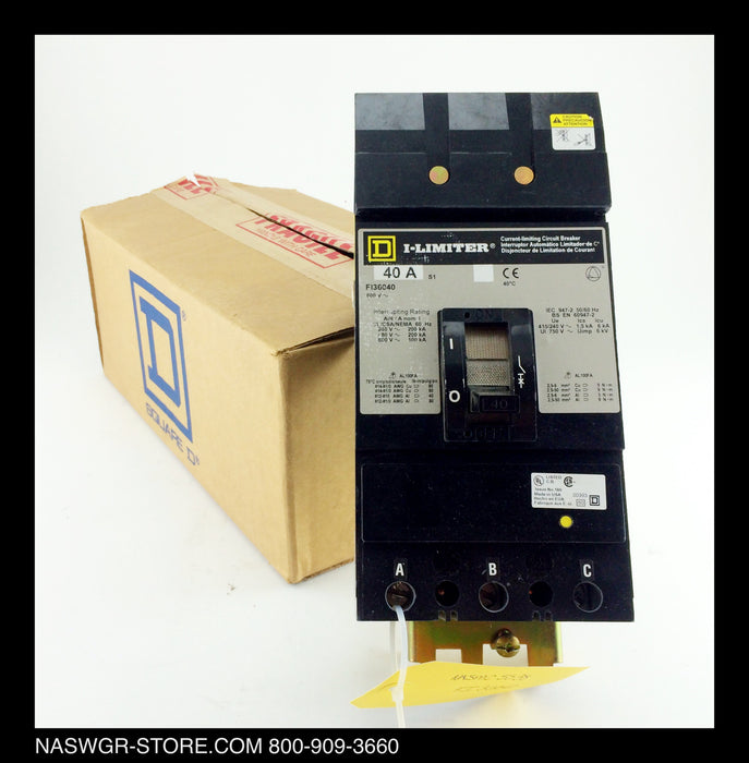 Square D FI36040 Molded Case Circuit Breaker ~ 40 Amp - Unused Surplus