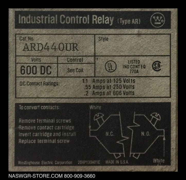 ARD44OUR ~ Westinghouse ARD44OUR Control Relay