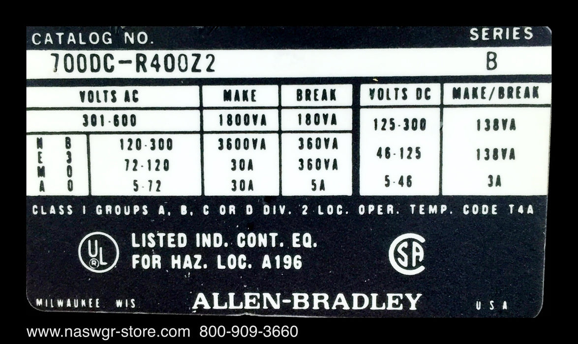 700DC-R400Z2 ~ Allen Bradley 700DC-R400Z2 Relay