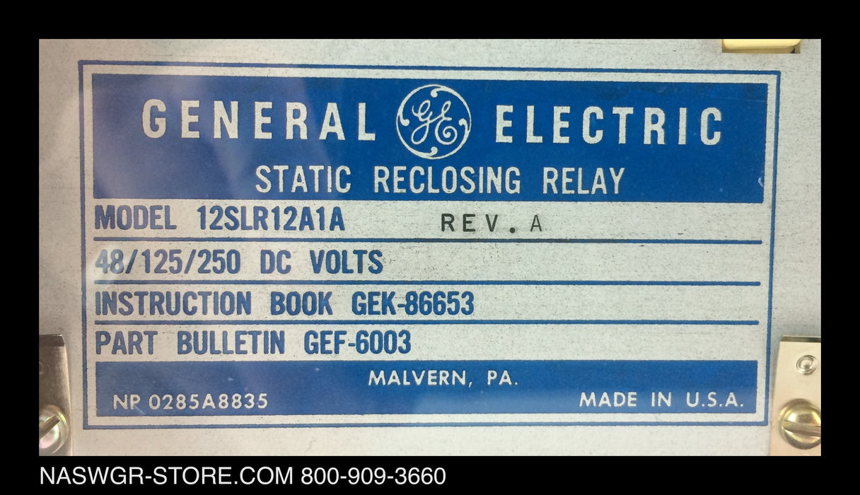 12SLR12A1A ~ GE 12SLR12A1A Static Reclosing Relay 48/125/250 DC Volts
