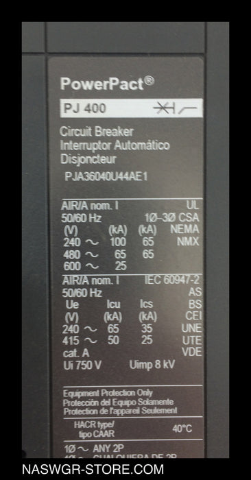PJA36040U44AE1 ~ Square D PJA36040U44AE1 Circuit Breaker 400 Amps