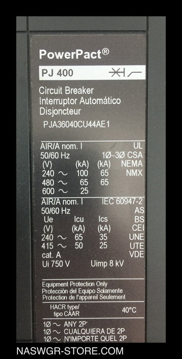 PJA36040CU44AE1 ~ Square D PJA36040CU44AE1 Circuit Breaker 400 Amps
