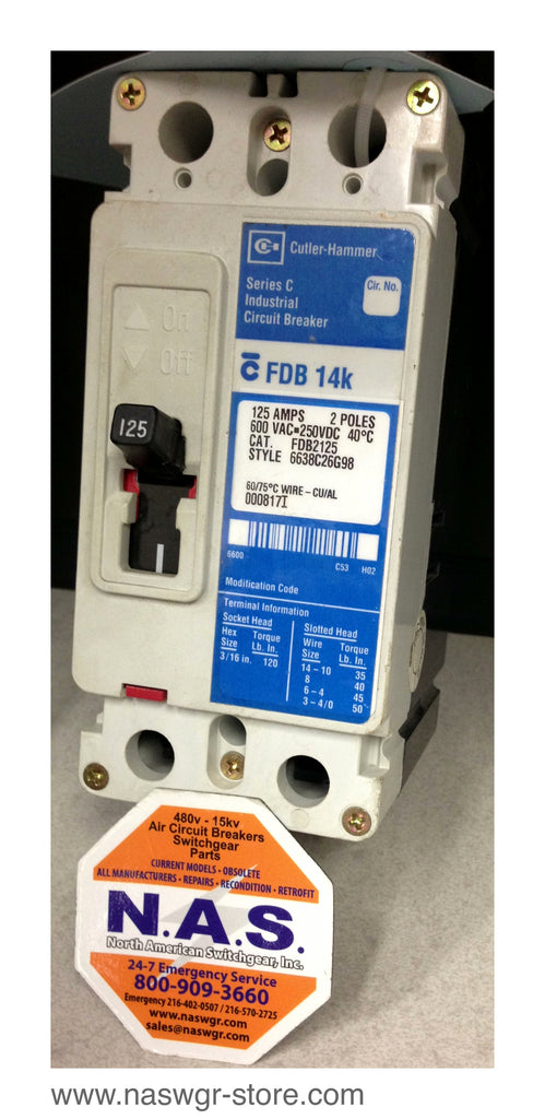 Cutler Hammer FDB2125 Molded Case Circuit Breaker ~ 125 Amp