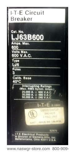 LJ63B600 ~ Siemens LJ63B600 Circuit Breakers ~ 600 Amp