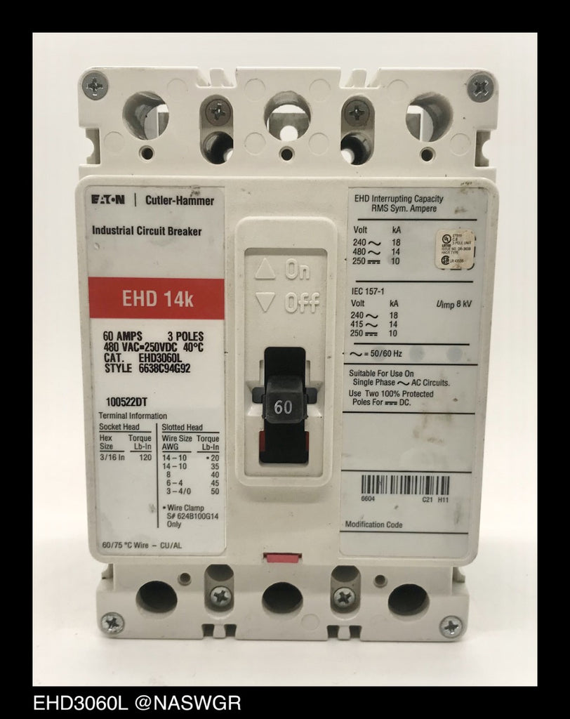 Eaton EHD3060L Molded Case Circuit Breaker - 60 Amp