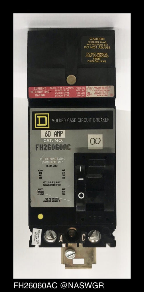 Square D FH26060AC Molded Case Circuit Breaker ~ 60 Amp