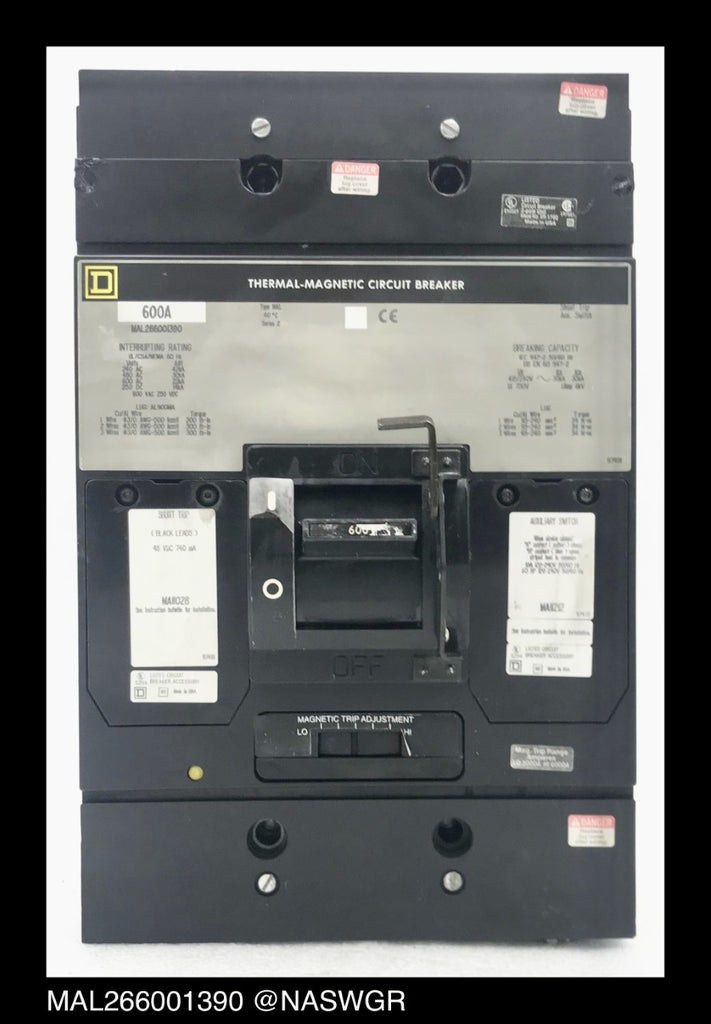 Square D MAL266001390 Breaker w/ Handle Padlock ~ 600 Amp