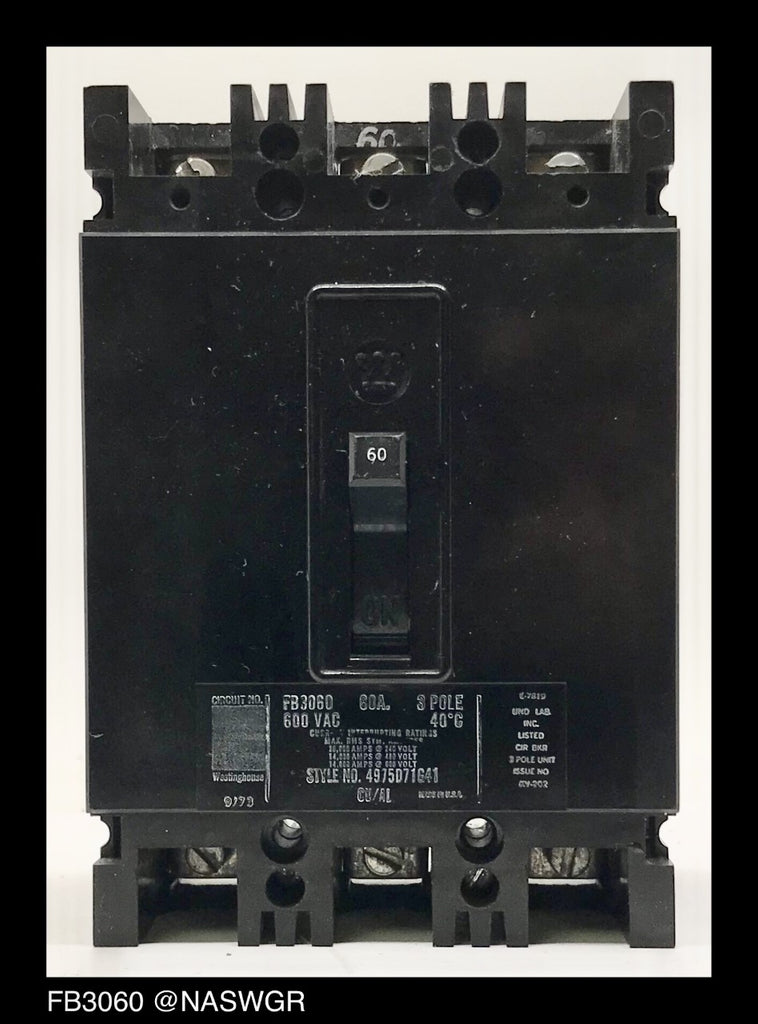 Westinghouse FB3060 Molded Case Circuit Breaker ~ 60 Amp