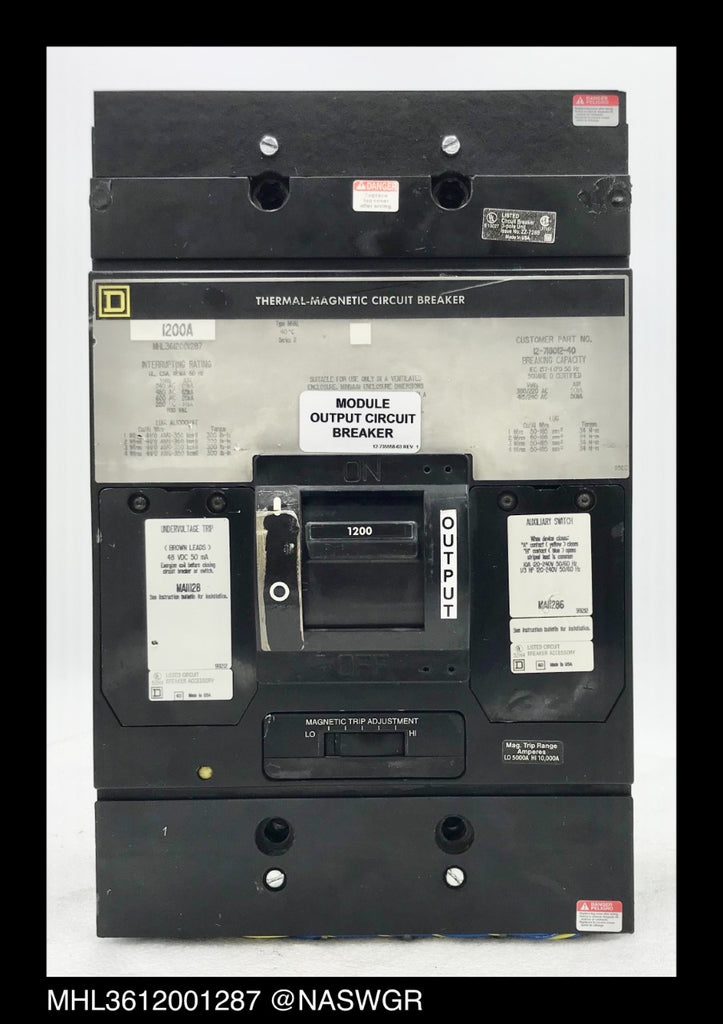 Square D MHL3612001287 Molded Case Circuit Breaker - 1200 Amp