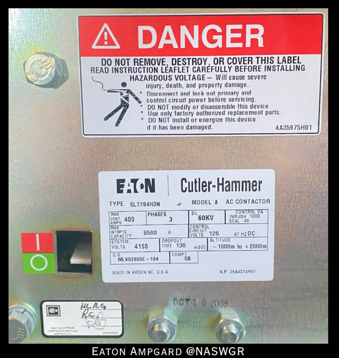 Eaton / Cutler Hammer Ampgard Medium Voltage Control Cell Section- 1250HP/4160V