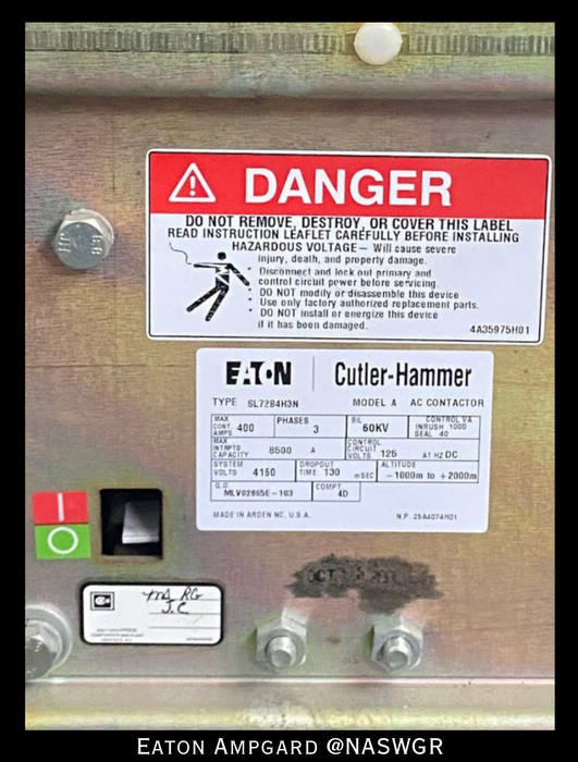 Eaton / Cutler Hammer Ampgard Medium Voltage Control Cell Section- 300HP/4160V