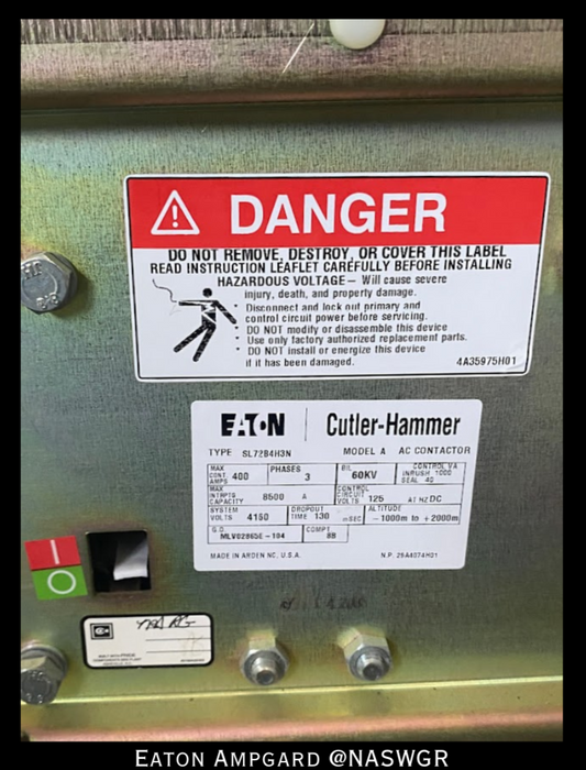 Eaton / Cutler Hammer Ampgard Medium Voltage Control Cell Section- 1750HP/4160V