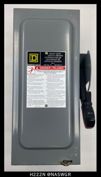 Square D H222N Heavy Duty Safety Switch - 60A/240VAC/N1R