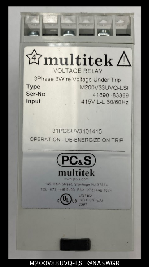 PC&S Multitek M200V33UVQ-LSI Voltage Relay 415V