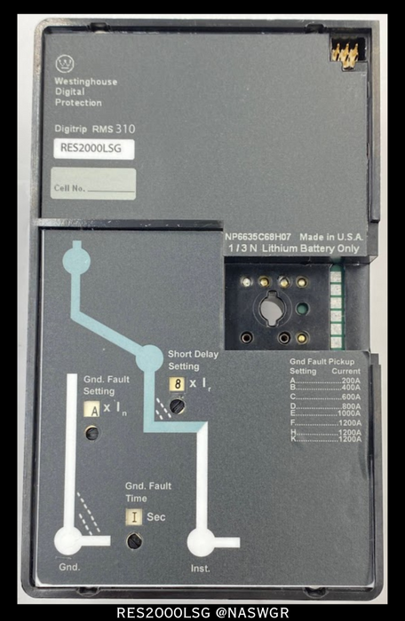 Westinghouse RES2000LSG Digitrip RMS 310 Trip Unit