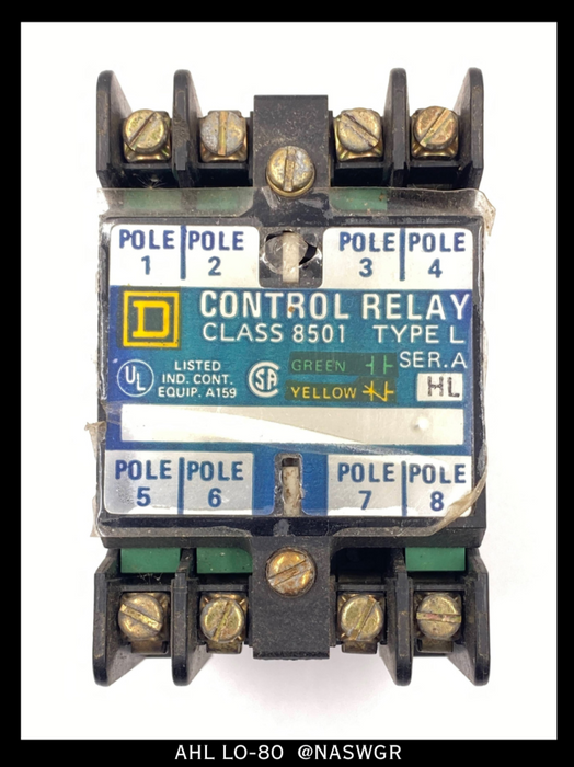 Square D 8501LO80V02 Type L Industrial Control Relay - 120vAC