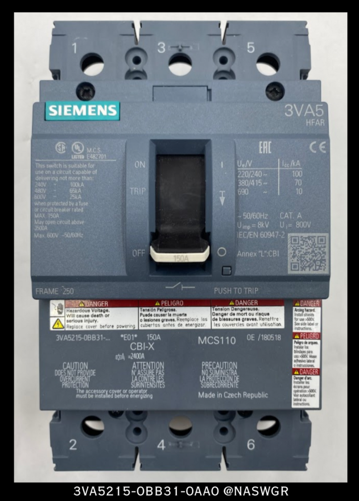 Siemens 3VA5215-0BB31-0AA0 Molded Case Circuit Breaker - 150A - Unused