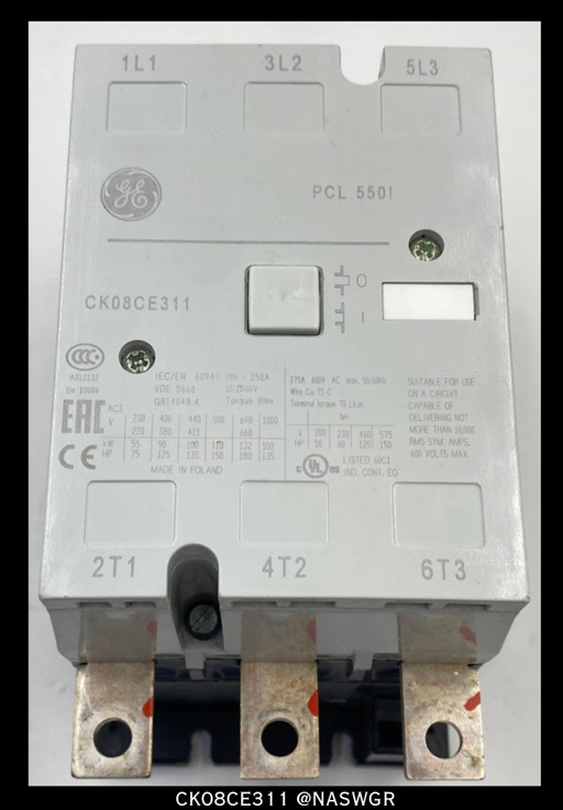 General Electric CK08CE311 Contactor- 175A/600vAC