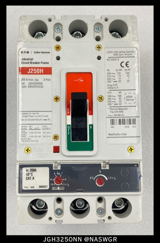 Eaton JGH3250NN Industrial Circuit Breaker Frame - 250 Amp