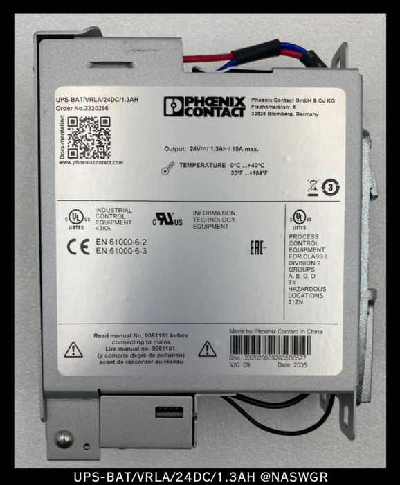 Phoenix Contact UPS-BAT/VRLA/24DC/1.3AH Battery Module - 24vDC - Unused