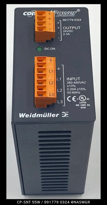 Weidmuller CP-SNT 55W, 991779 0324 Switchmode Power Supply - 480vAC to 24vDC - Unused