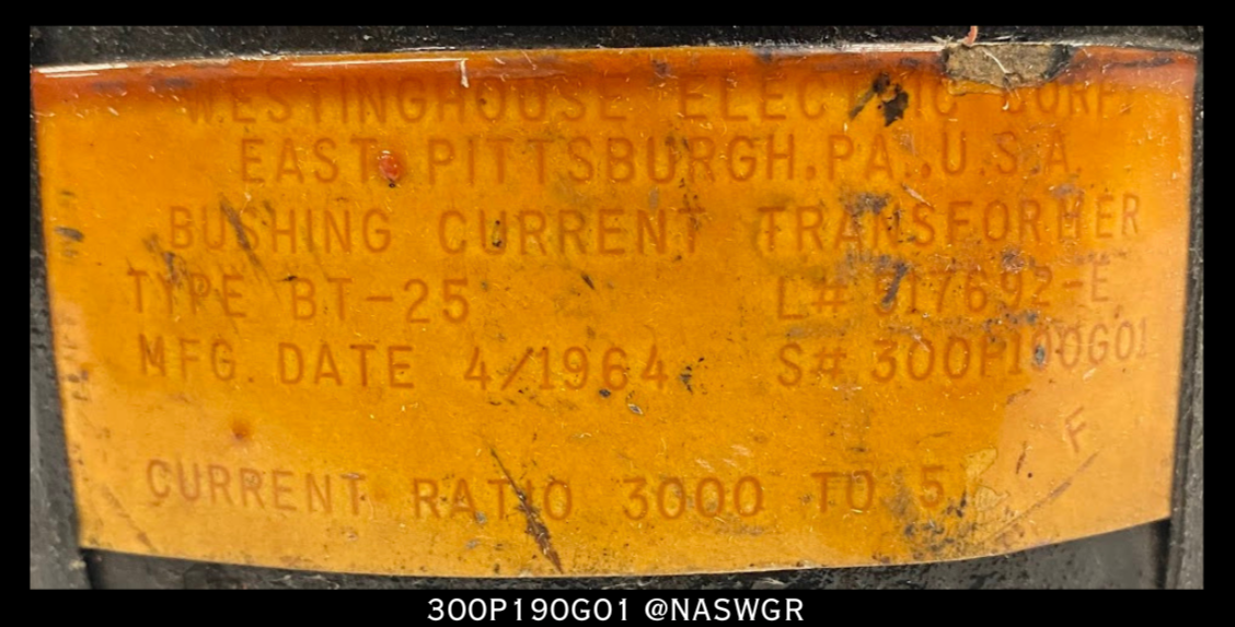 Westinghouse 300P190G01 BT-25 Control Transformer - 3000:5A