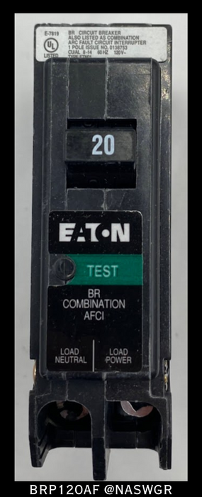 Eaton BRP120AF BR Arc Fault Circuit Interrupter ~ 20 Amp - Unused Surplus