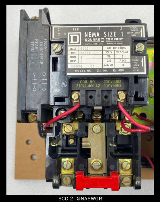 Square D 8810SCO2V02 Two Speed AC Magnetic Starter - 27 Amp/120vAC Coil
