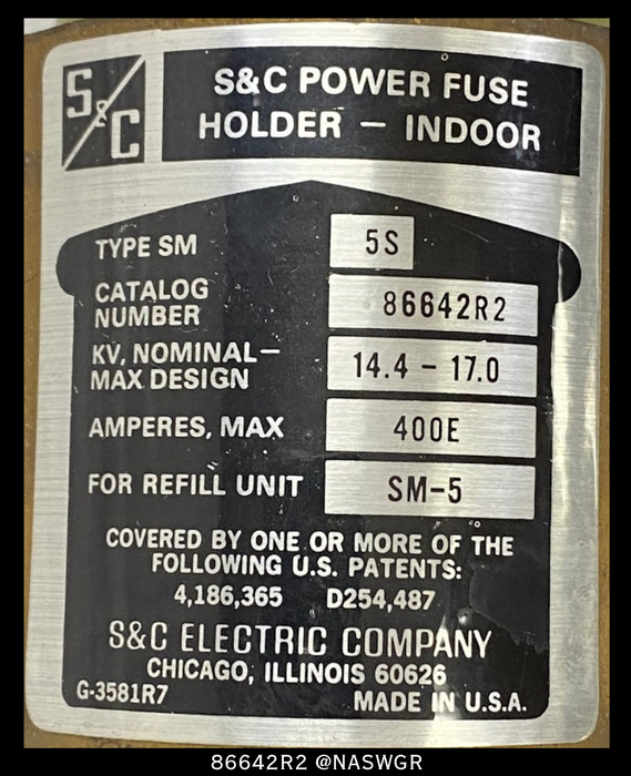 S&C 86642R2 Type 5S Power Fuse Holder - 400E