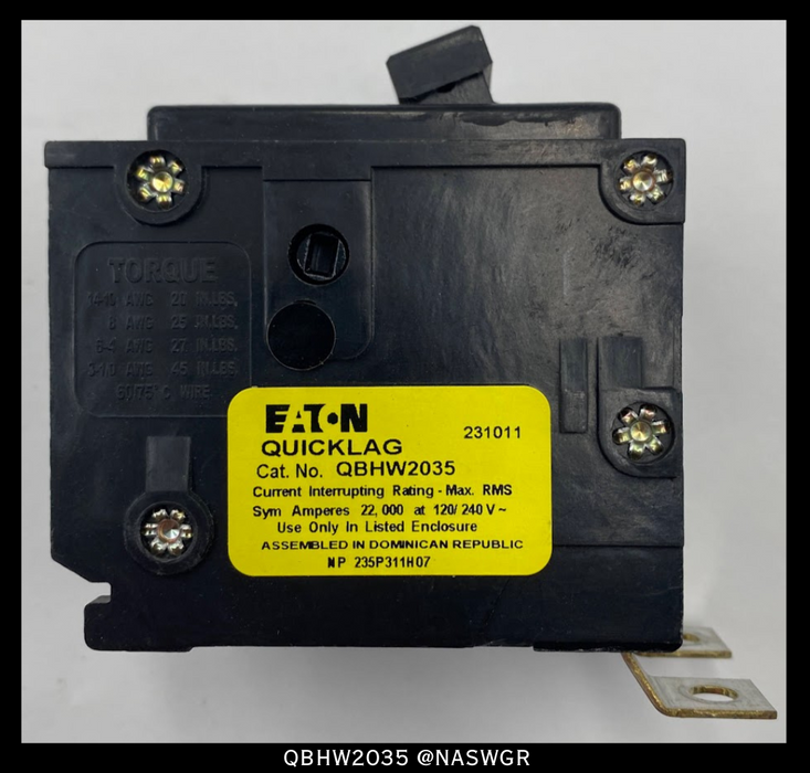 Eaton QBHW2035 Molded Case Circuit Breaker ~ 35 Amp - Unused Surplus