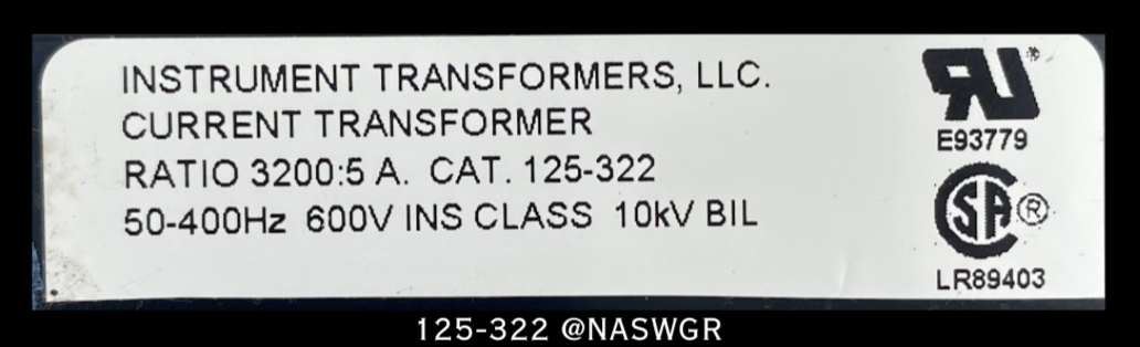 Instrument Transformers 125-322 Current Transformer - 3200:5A