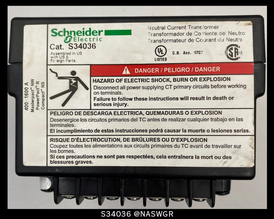 Schneider Electric S34036 Neutral Current Transformer - 400-1600A