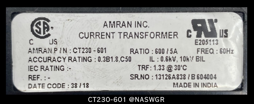 Amran CT230-601 Current Transformer - 600:5A