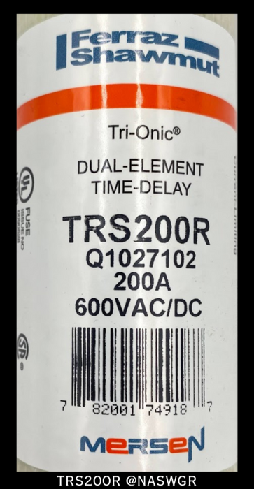 Ferraz Shawmut TRS200R Time Delay Fuse - 200A/600vAC - Unused