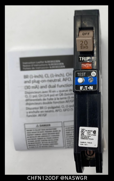 Eaton CHFN120DF CH Arc Fault Circuit Interrupter ~ 20 Amp - Unused Surplus