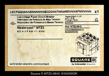 Square D MTZ2-08H2 Circuit Breaker (E/O,D/O) - 800 Amp - Unused