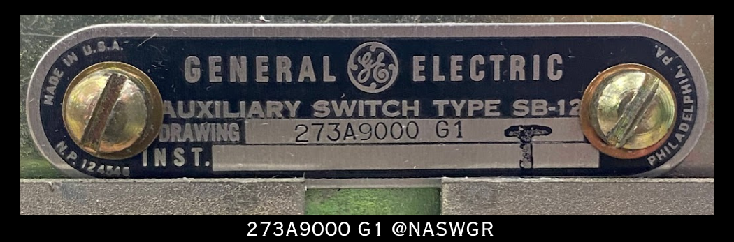 General Electric VB PowerVac Breaker SB-12 Auxiliary Switch/ Y Relay PN: 273A9000 G1
