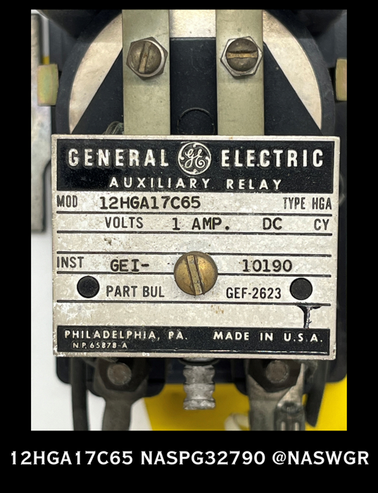 12HGA17C65 - GENERAL ELECTRIC 12HGA17C65 HGA AUXILIARY RELAY