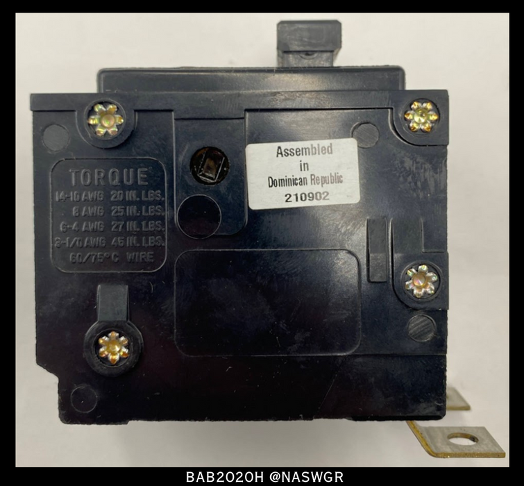 Eaton BAB2020H Molded Case Circuit Breaker ~ 20 Amp - Unused Surplus