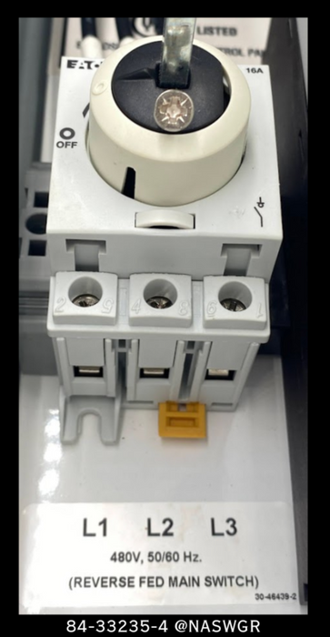 Eaton 84-33235-4 Enclosed Industrial Control Panel - 2.4A/480v/NEMA 1 - Unused