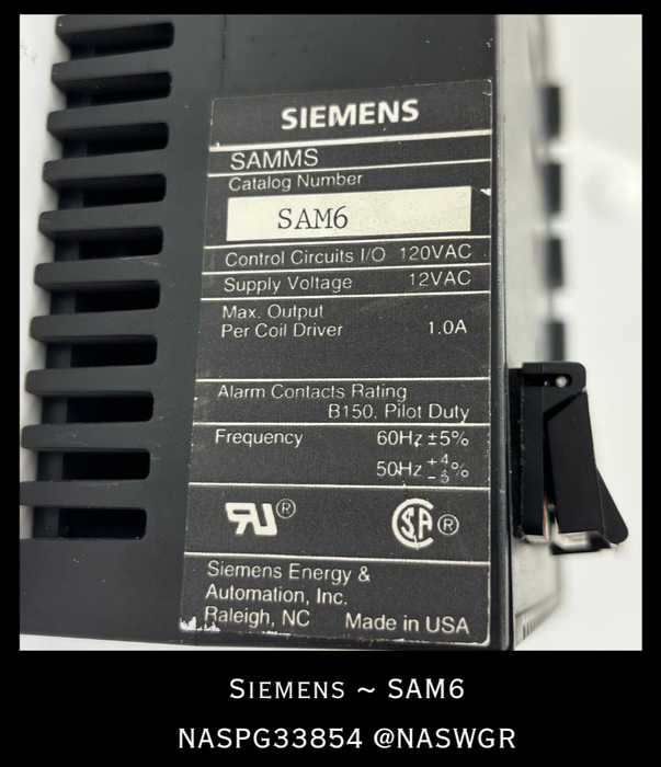 Siemens SAM6 SAMMA-MVE Relay