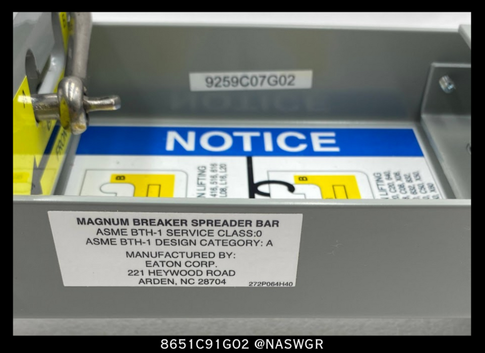 Eaton 8651C91G02 Magnum Standard 3 Pole Frame Lifting Yoke