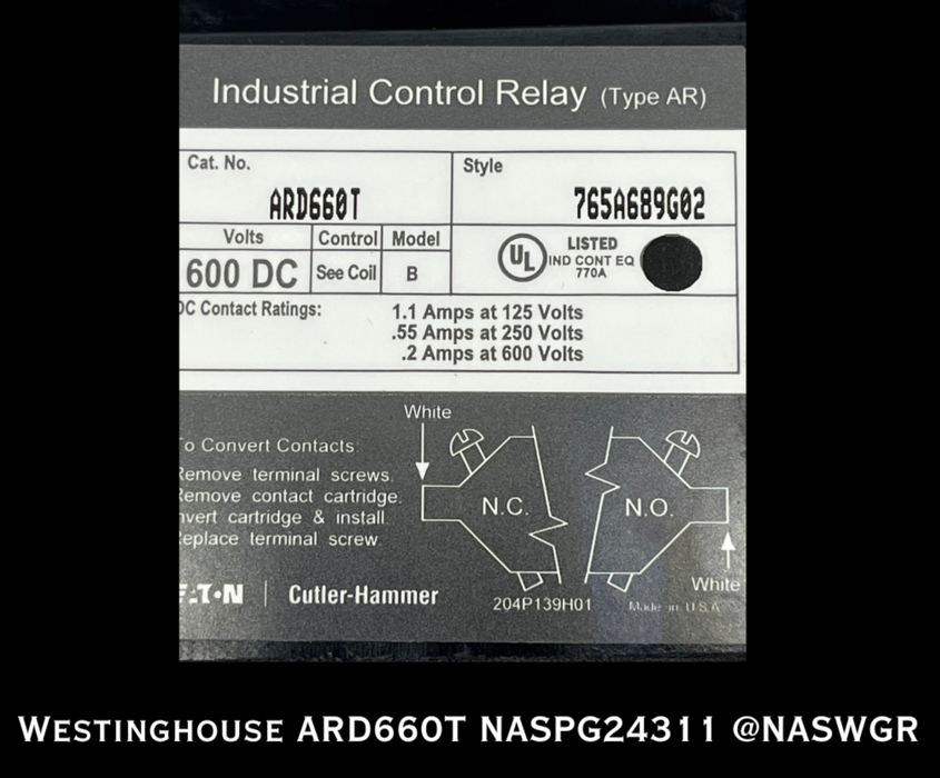 ARD660T - Eaton/ Cutler-Hammer ARD660T Industrial Control Relay