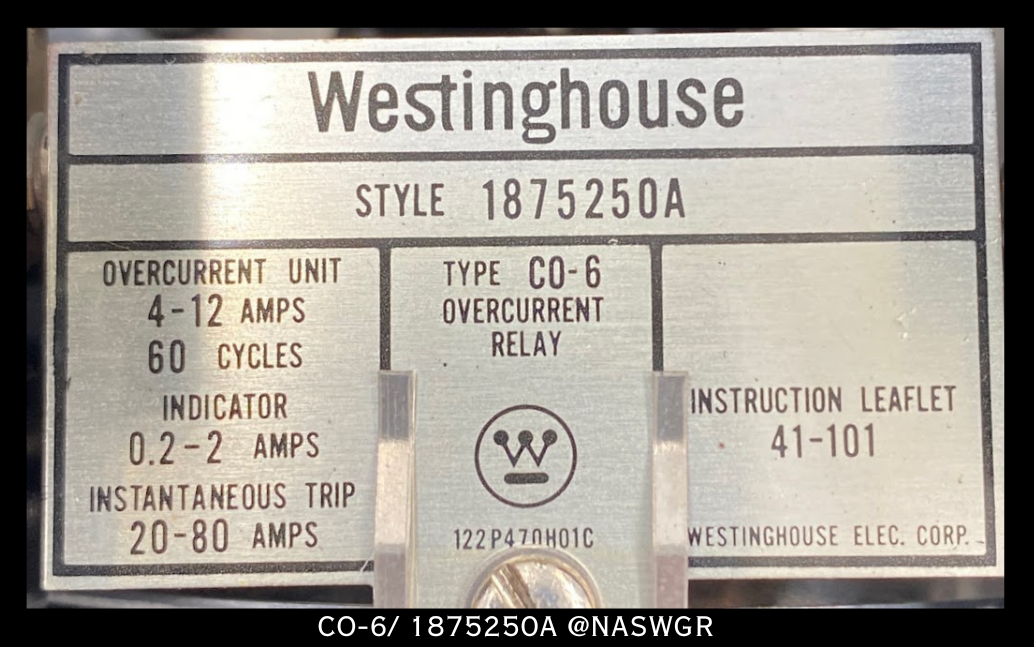 Westinghouse CO-6/ 1875250A Overcurrent Relay - 4-12A