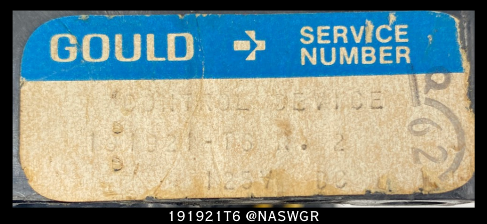 Gould 191921T6 Control Device Relay - 125vDC