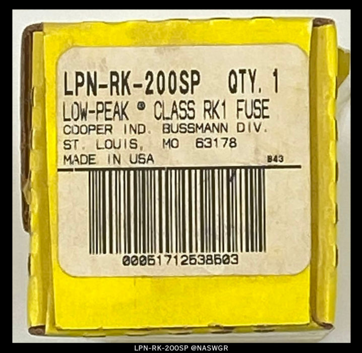 Cooper Bussman LPN-RK-200SP Fuse - 200A/250V - Unused