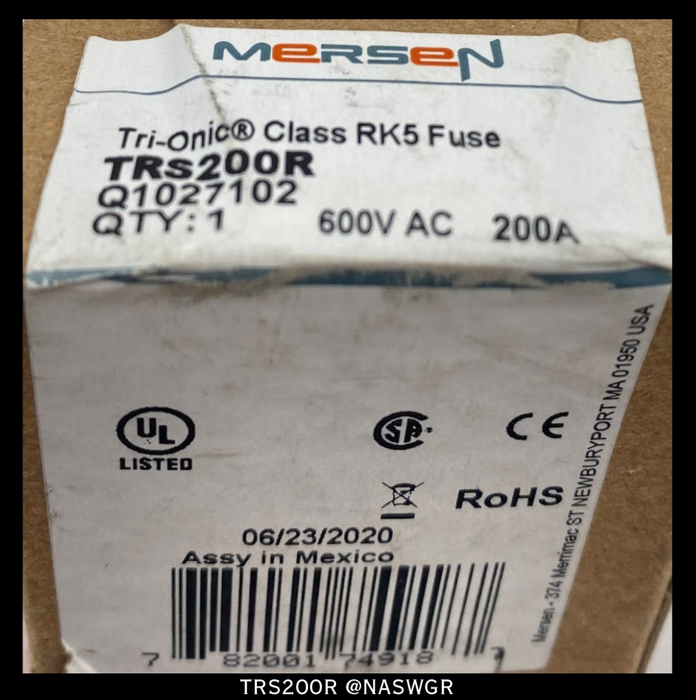 Ferraz Shawmut TRS200R Time Delay Fuse - 200A/600vAC - Unused